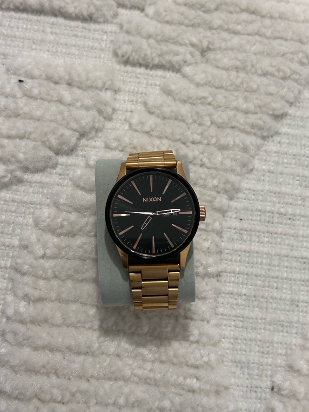 Nixon Rose Gold Bracelet Watch with Black Dial